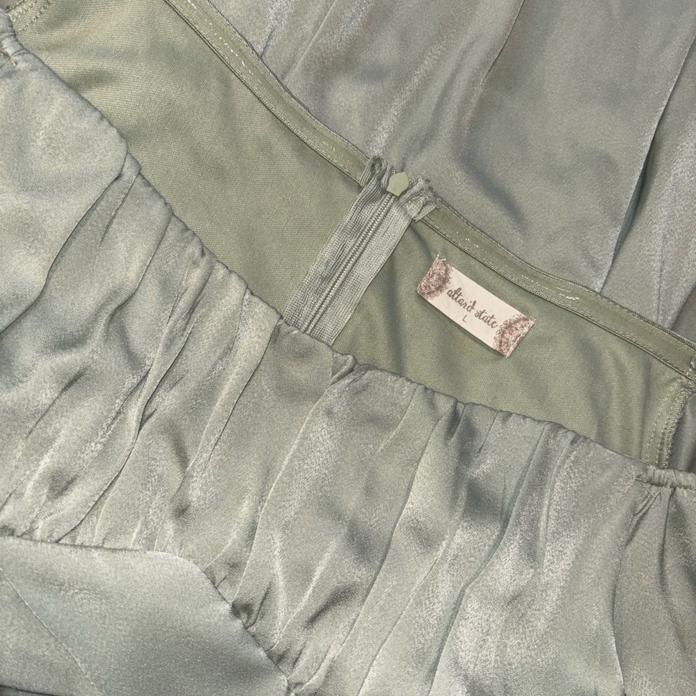 Altar'd State whimsical satin Puff Sleeve Mini milk made Dress fairy babydoll L - Picture 10 of 14